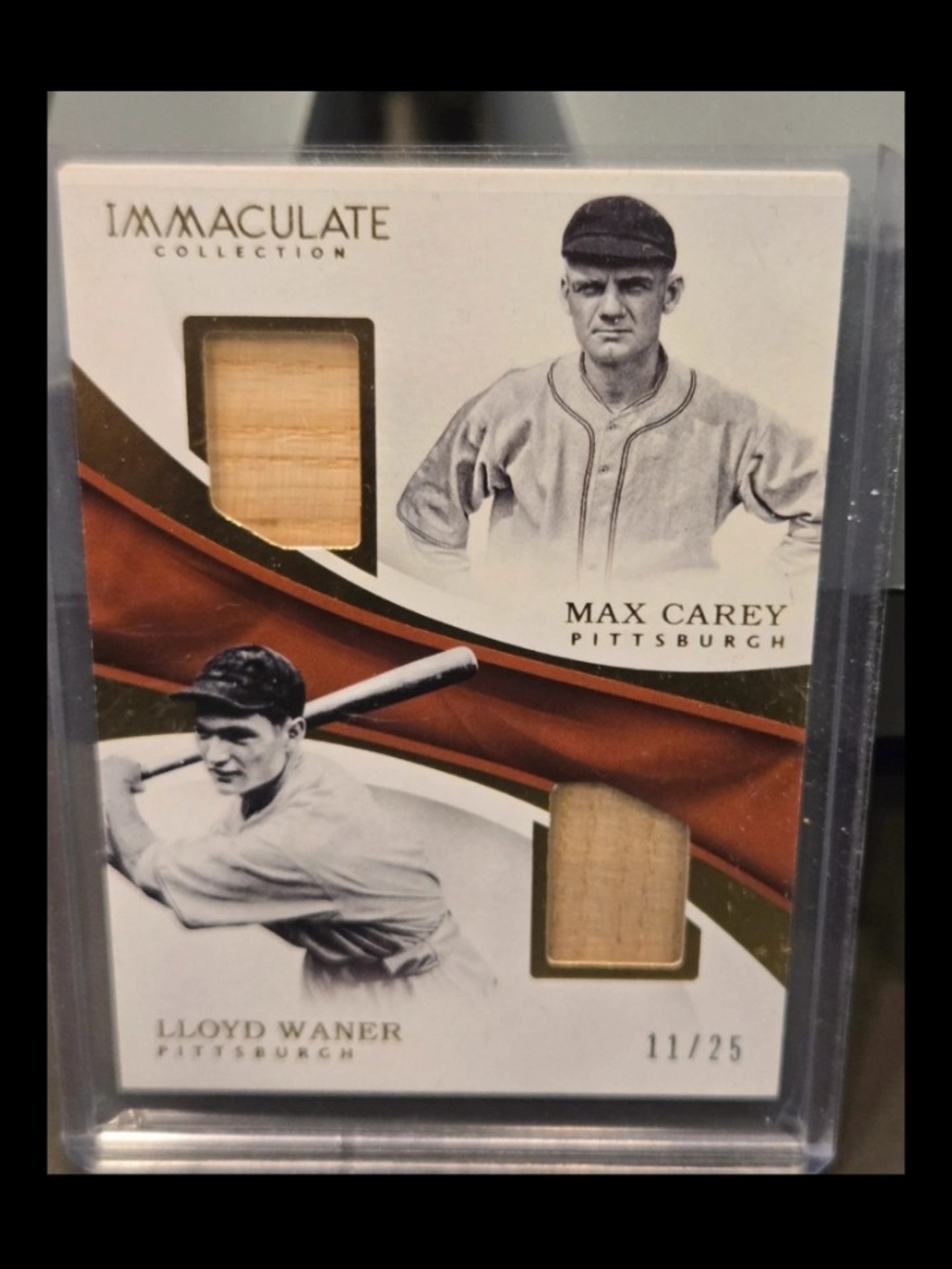 Max Carey GAME USED BAT CARD #11/25 Lloyd Wagner Bat piece IMMACULATE COLLECTION